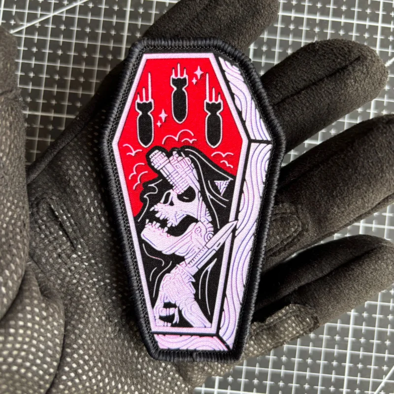 Ver para conchas, insignia de moral de calavera, parche táctico del ejército, parches de gancho y bucle de impresión, brazalete militar, mochila, pegatina de muerte - imagen 4