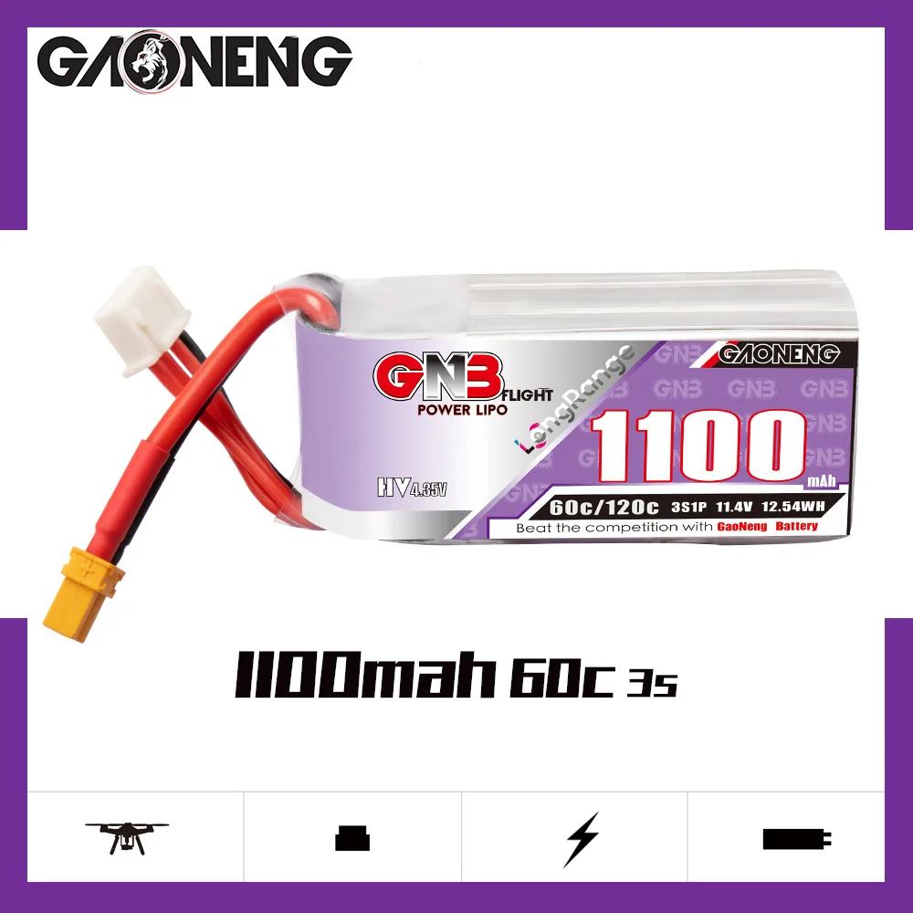 2 uds GNB 2S 3S 4S 6S batería Lipo recargable 1100mAh 1300mAh 1550mAh 1700mAh 60C para FPV Quadcopter Drone avión helicóptero - imagen 4