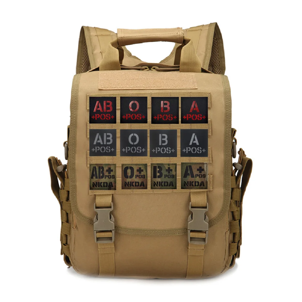 Parche reflectante de tipo de sangre CP Camou, insignia cuadrada NKDA de corte láser, insignia mágica, brazalete de mochila, 5 piezas - imagen 2
