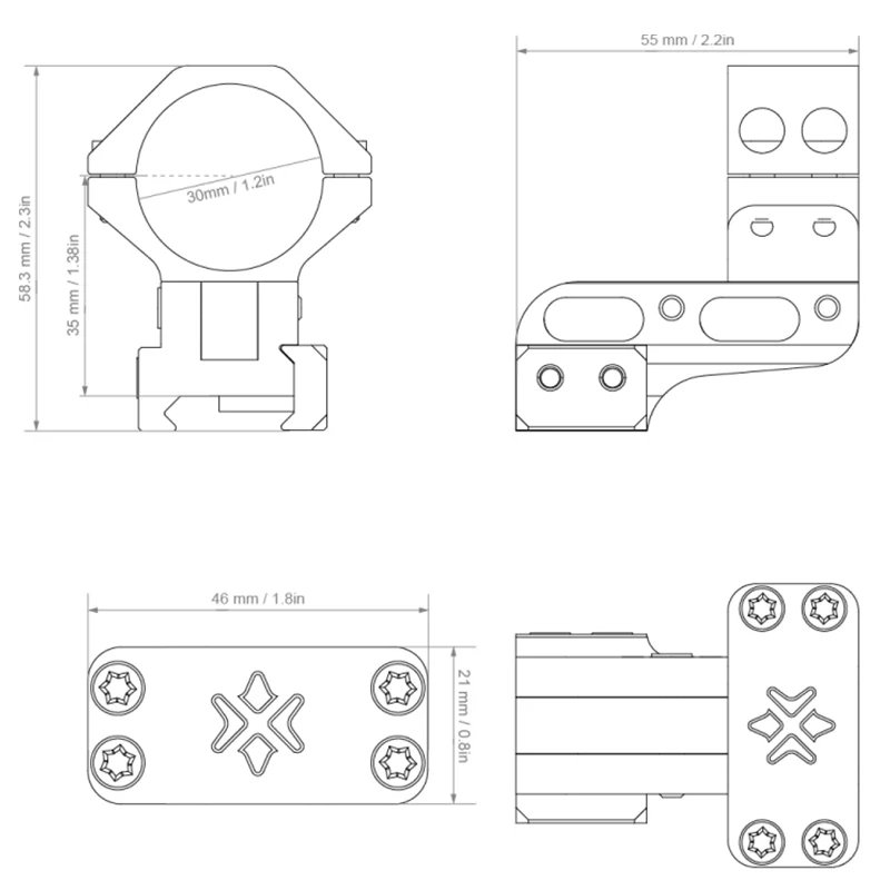Anillos de montaje de alcance en voladizo ajustables Picatinny/weaver/tail de guata de 30Mm para Softair Ar 15 accesorios tácticos de caza - imagen 5