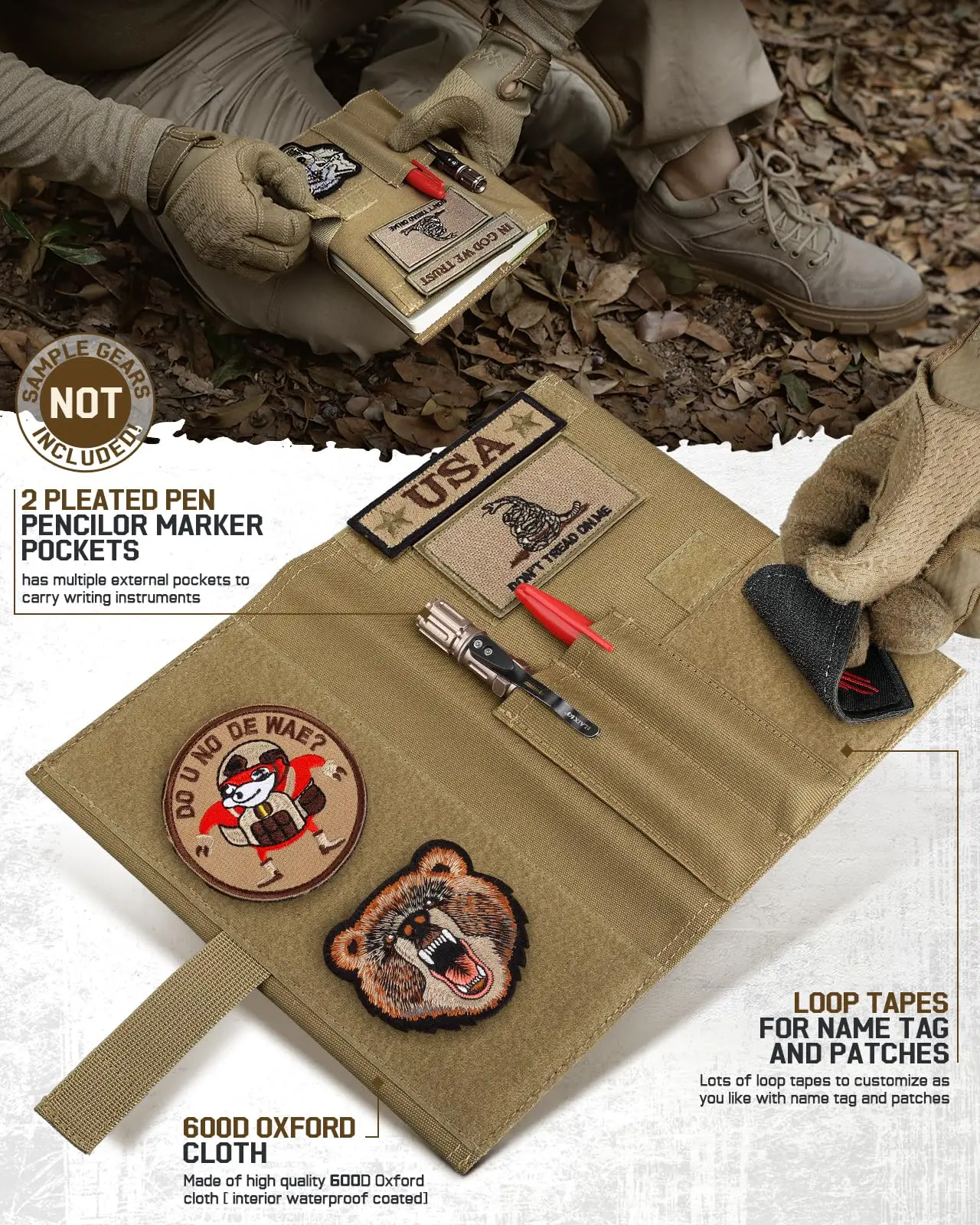 Cubierta de notas tácticas, carpeta de anillas de notas de campo, soporte protector de libro de registro, cubierta de cuaderno táctico, cubierta de cuaderno de campo desmontable - imagen 2