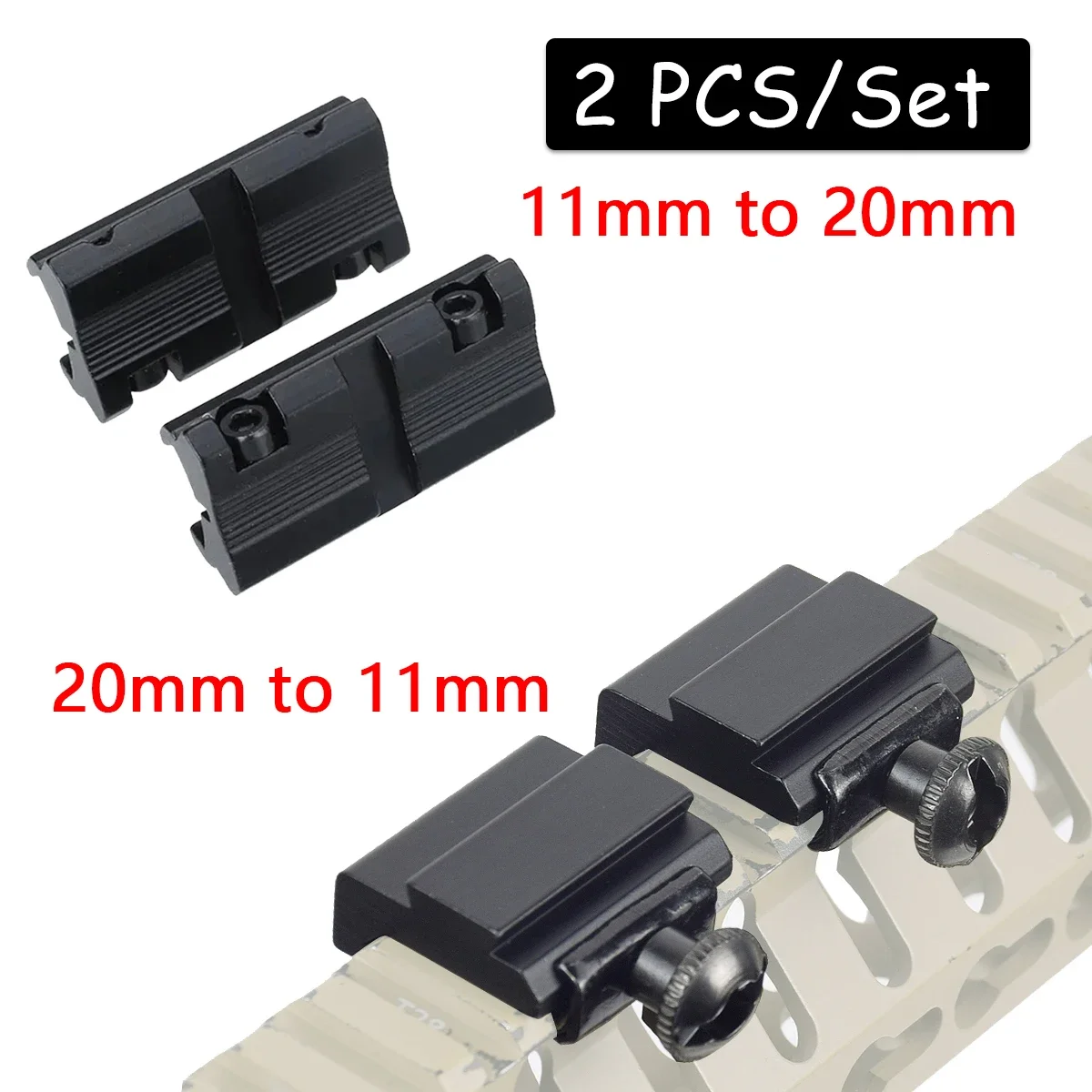 Soporte de riel con 9/14 ranuras, adaptador de mira de 20mm a 11mm, Base de conversión de montaje en riel, accesorios de montaje de convertidor de 11mm a 20mm - imagen 2