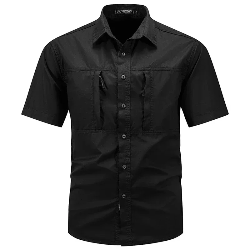Camisa táctica de manga corta para hombre, novedad de verano, camiseta de carga militar de secado rápido con múltiples bolsillos para exteriores, camiseta de trabajo para senderismo y pesca - imagen 2