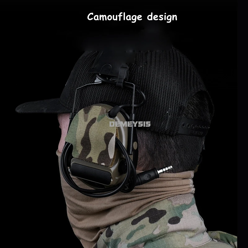 Pegatina de camuflaje para auriculares Airsoft, almacenamiento de cables, parche mágico 2 en 1 para disparar, orejeras de Paintball, pegatinas tácticas para auriculares - imagen 5