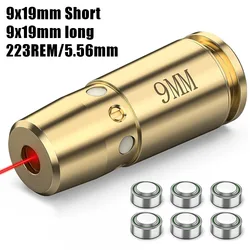 .223REM/9mm mira láser roja pistola táctica láser Boresighter cartucho Mira de cero para ajuste de alcance de caza Airsoft
