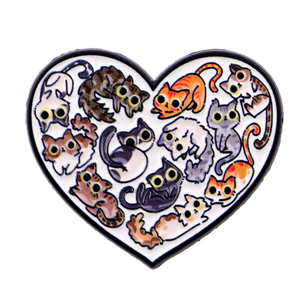 Pin de esmalte gato con corazón – broche colorido para solapa - imagen 2
