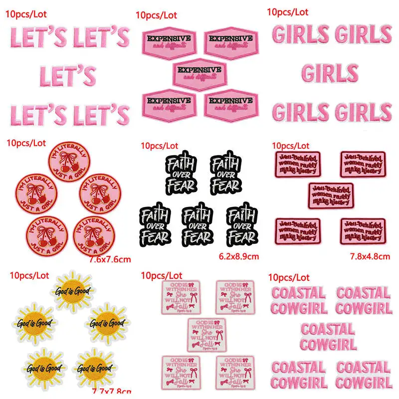 10 unids/lote de parches bordados con letras de dibujos animados para ropa, parches termoadhesivos para planchar con animales de Hip-Hop, chaqueta, insignia de vacaciones