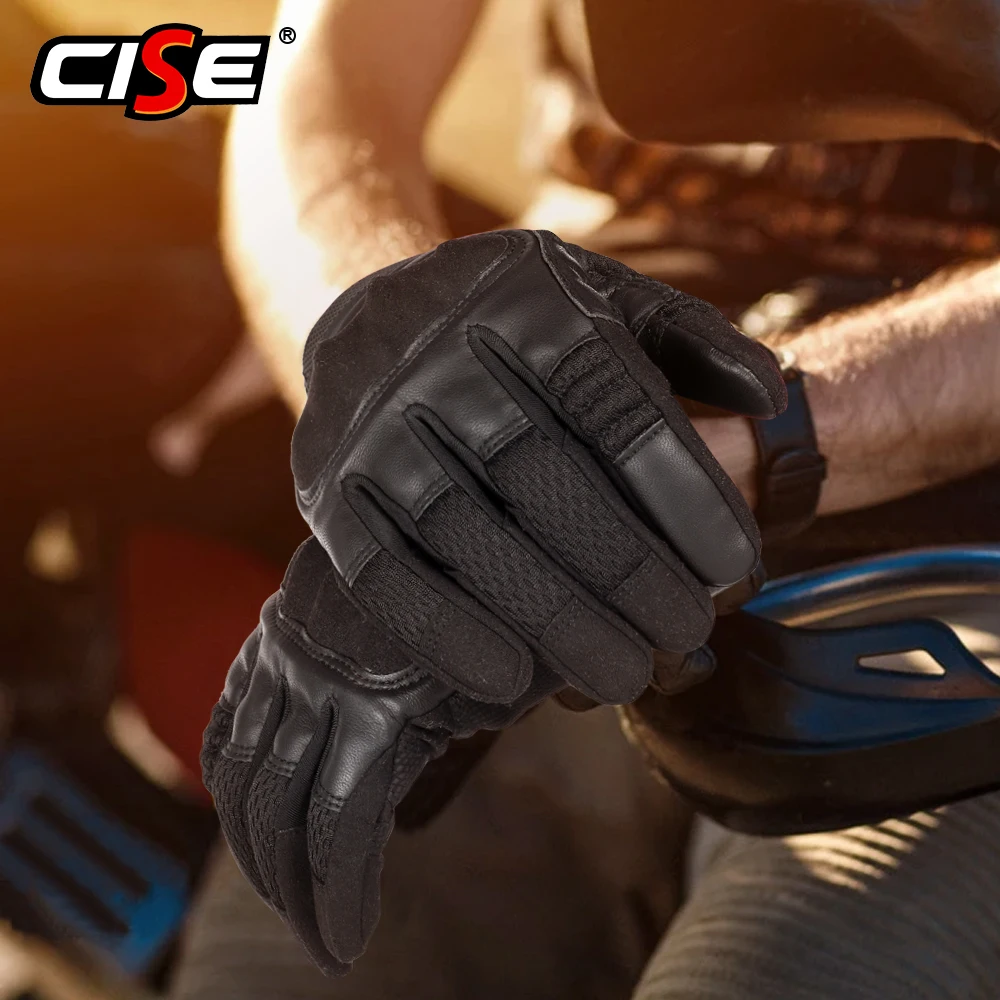 Guantes de dedo completo para motocicleta, equipo de protección de cuero PU para pantalla táctil, Motocross, carreras, motociclista, Enduro - imagen 3