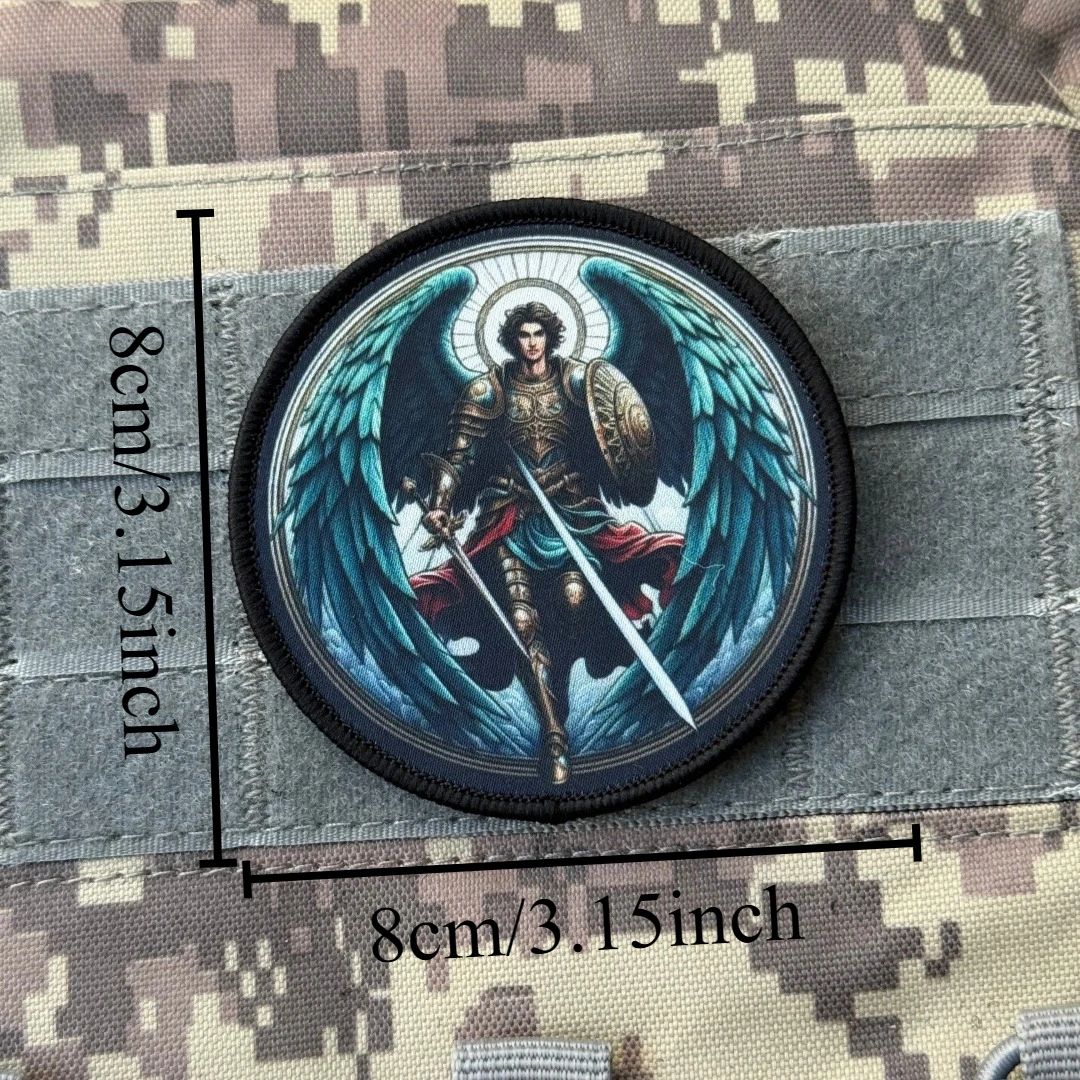 Parche del ejército de moral táctica Chevron "Arcángel Michael", brazalete militar, parches de gancho y bucle bordados para pegatina de mochila - imagen 2
