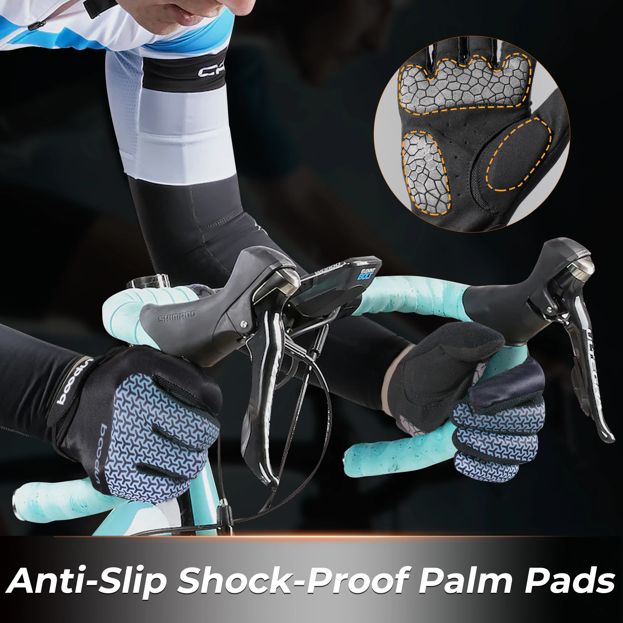 Guantes de ciclismo para hombre y mujer, manoplas de dedo completo con pantalla táctil, antideslizantes para bicicleta, senderismo, motocicleta, gimnasio, entrenamiento, pesca - imagen 2