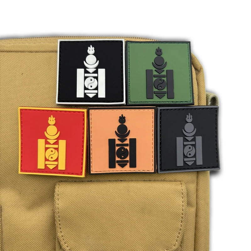 Parche luminoso de gancho y bucle de PVC con bandera nacional mongol, parches de accesorios de ropa, insignia moral al aire libre, insignias tácticas - imagen 3