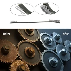 Juego de 3 cepillos de alambre de doble punta, mini cepillos de acero inoxidable, latón y nailon, cepillo para limpiar óxido de metal, cepillo de pulido reutilizable.