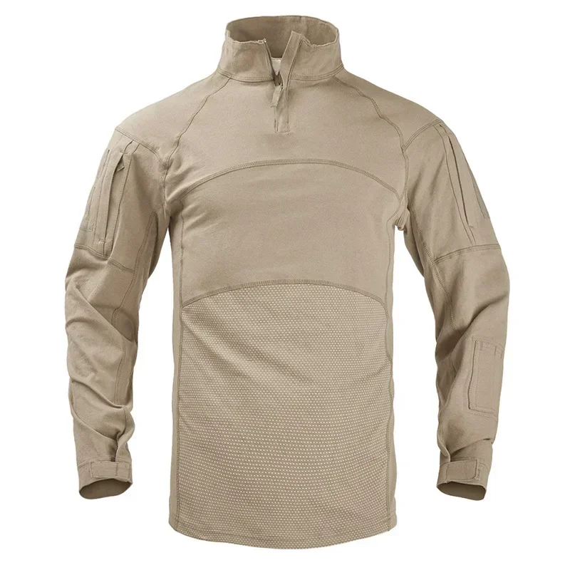 Camisa de combate para hombre, camiseta de manga larga de camuflaje y Paintball, camisas de combate de algodón Multicam, camisetas de camuflaje para trabajo, senderismo y pesca - imagen 3