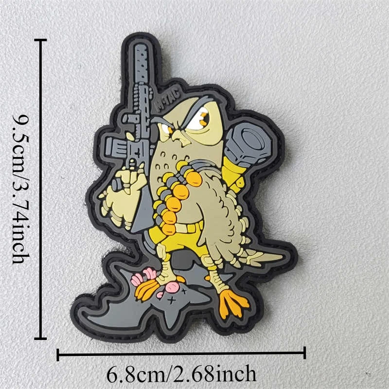 Parche de PVC 3D de guerrero búho, gancho y bucle, insignia de moral táctica militar, mochila, accesorios decorativos, parches adhesivos para ropa - imagen 3