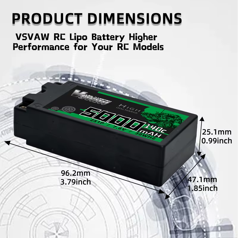VSVAW Batería LiPo para RC con carcasa rígida y conector - imagen 5