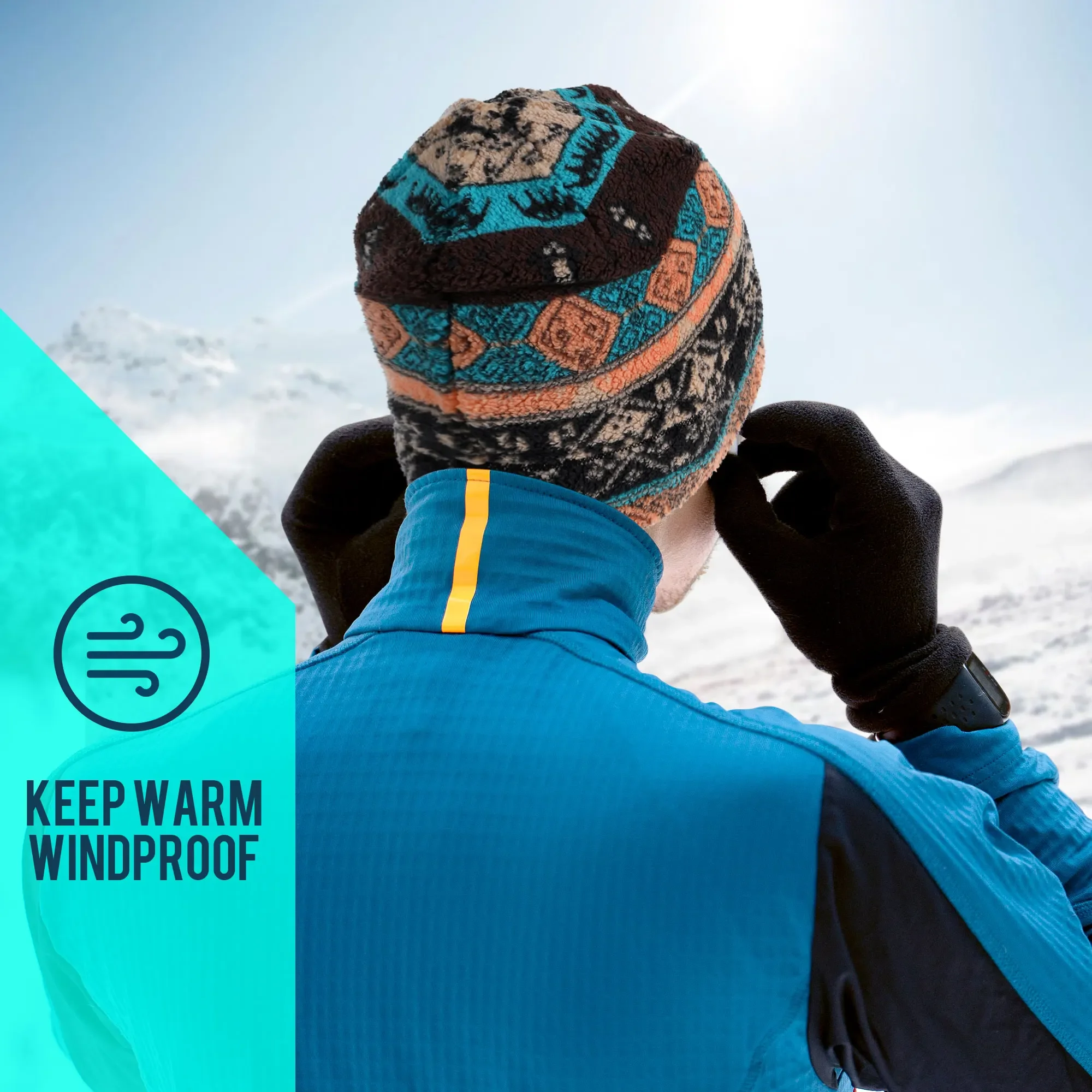 Gorro térmico de felpa cortaviento para correr, esquí y senderismo - imagen 4
