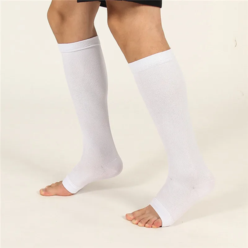 2 medias de compresión hasta la rodilla para piezas, medias de soporte con punta abierta, transpirables, 18-21mm - imagen 5