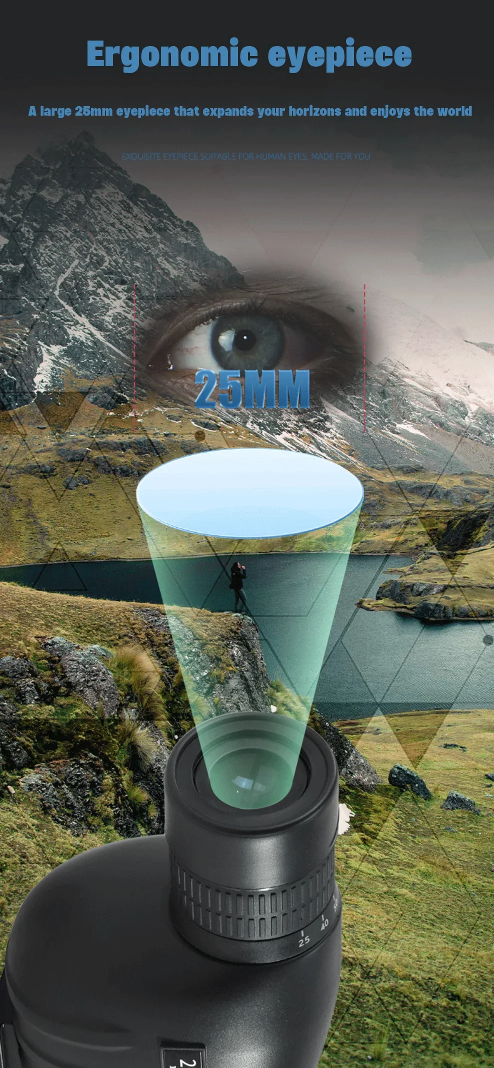 Telescopio Monocular potente con Zoom HD, telescopio impermeable de largo alcance con trípode para observación de aves, acampada, paisaje, 25-75x60 - imagen 5