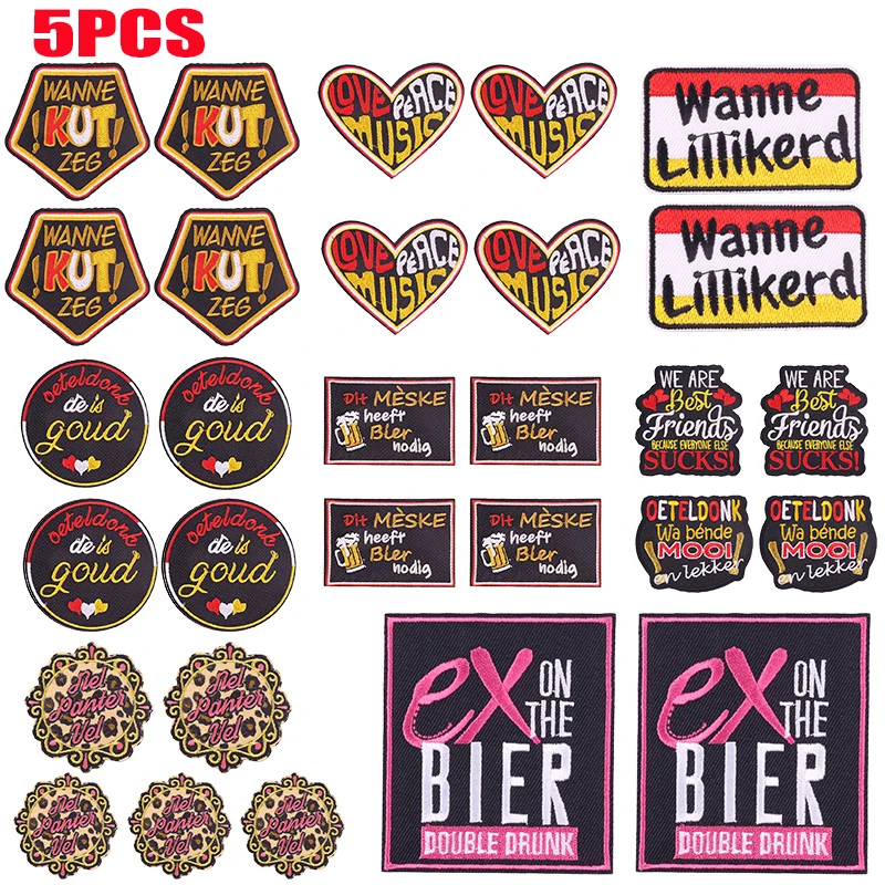 5 uds. Parche con emblema de Oeteldonk de Países Bajos bordado DIY de Carnaval de Países Bajos, parches para planchar, insignias bordadas de regalo de celebración