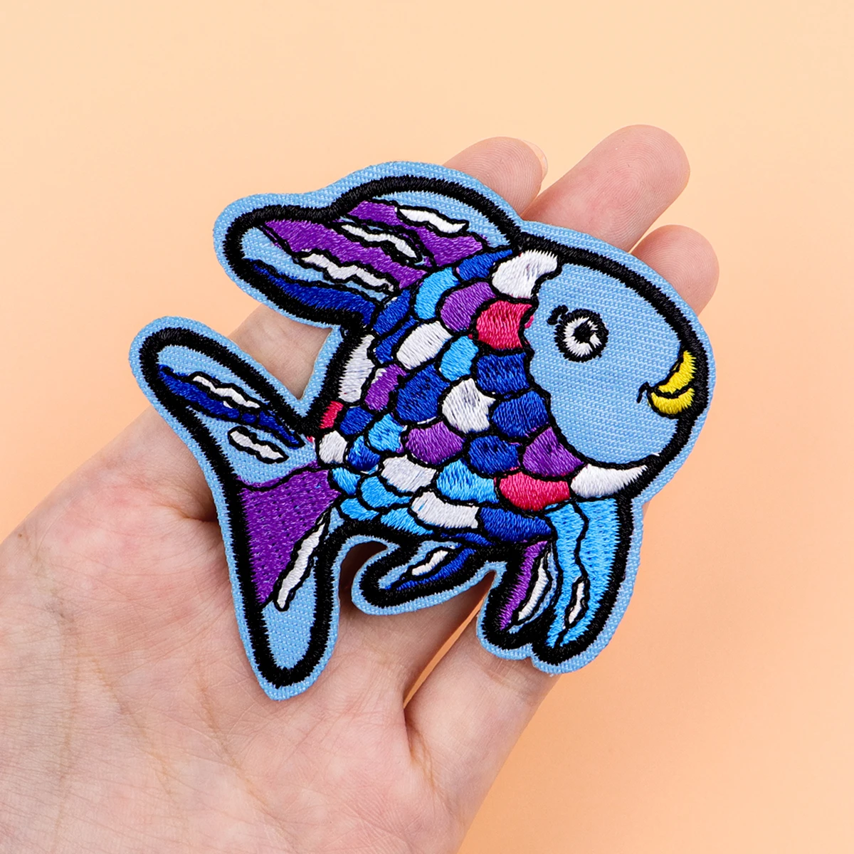 Parche colorido para planchar con forma de pez, parche para ropa, parche bordado crepuscular, accesorios de ropa, pegatinas de costura