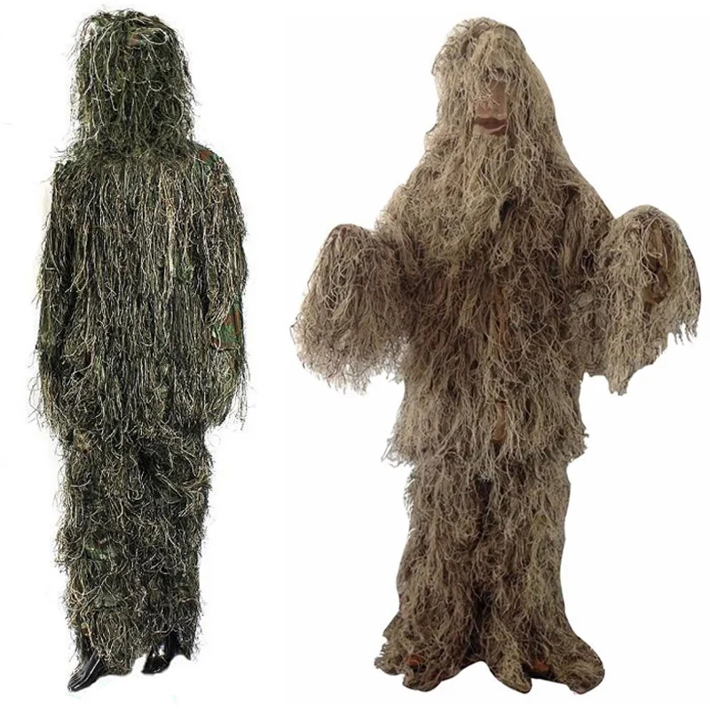 Trajes Ghillie de camuflaje para niños y hombres, traje táctico militar de la jungla del ejército, pantalones, sombreros, fundas, bolsas de almacenamiento, 5 uds. - imagen 5