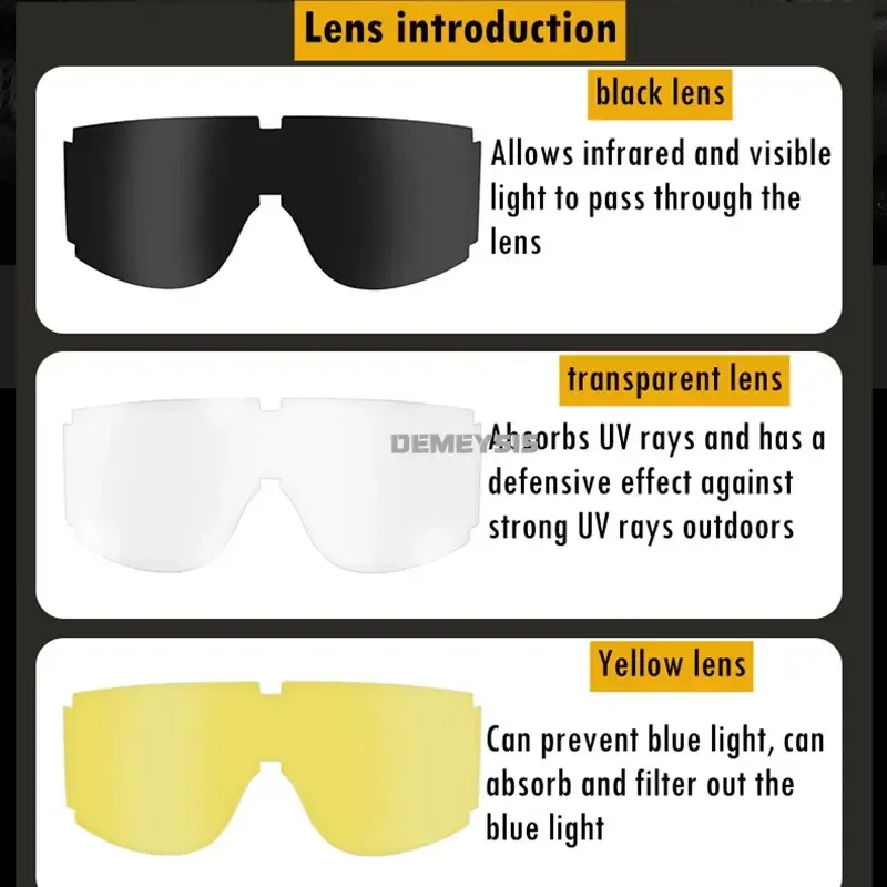 Gafas tácticas de 3 lentes UV400 para disparar Paintball, gafas de seguridad a prueba de viento, resistentes a impactos, para motocicleta, caza, combate - imagen 3