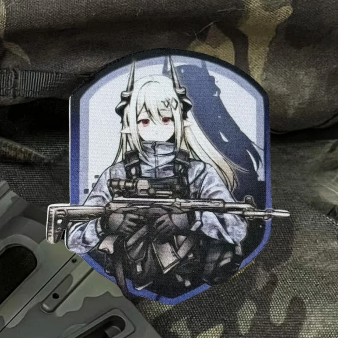 Parche de insignia de moral divertida de Chica de Anime, emblema táctico militar, parches de gancho y bucle impresos para ropa, pegatinas para mochila - imagen 4