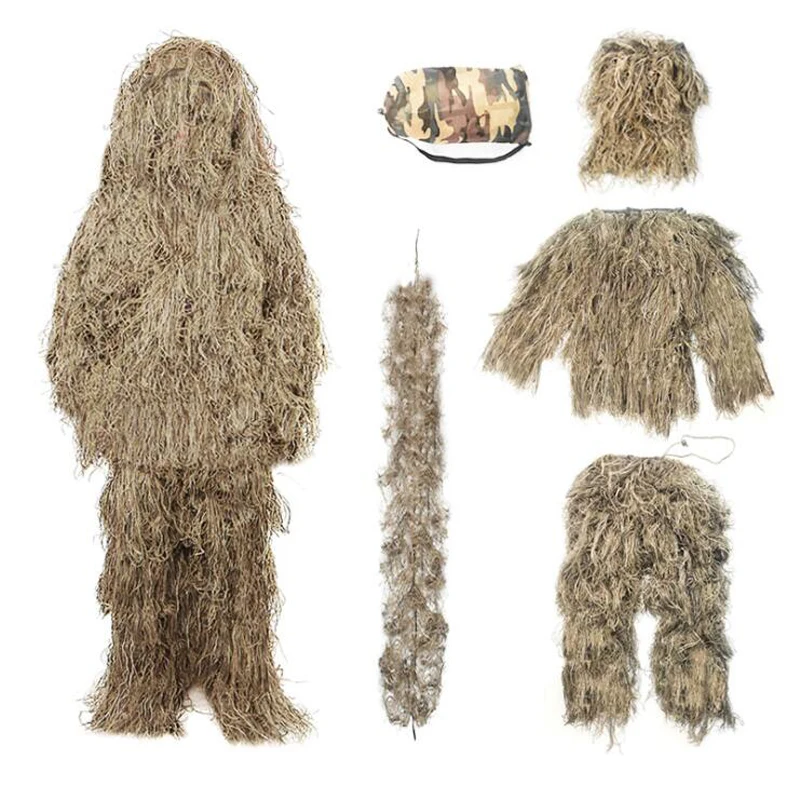 Trajes Ghillie de camuflaje para niños, traje táctico militar de jungla, pantalones, sombreros, bolsas de almacenamiento, 5 uds. - imagen 2