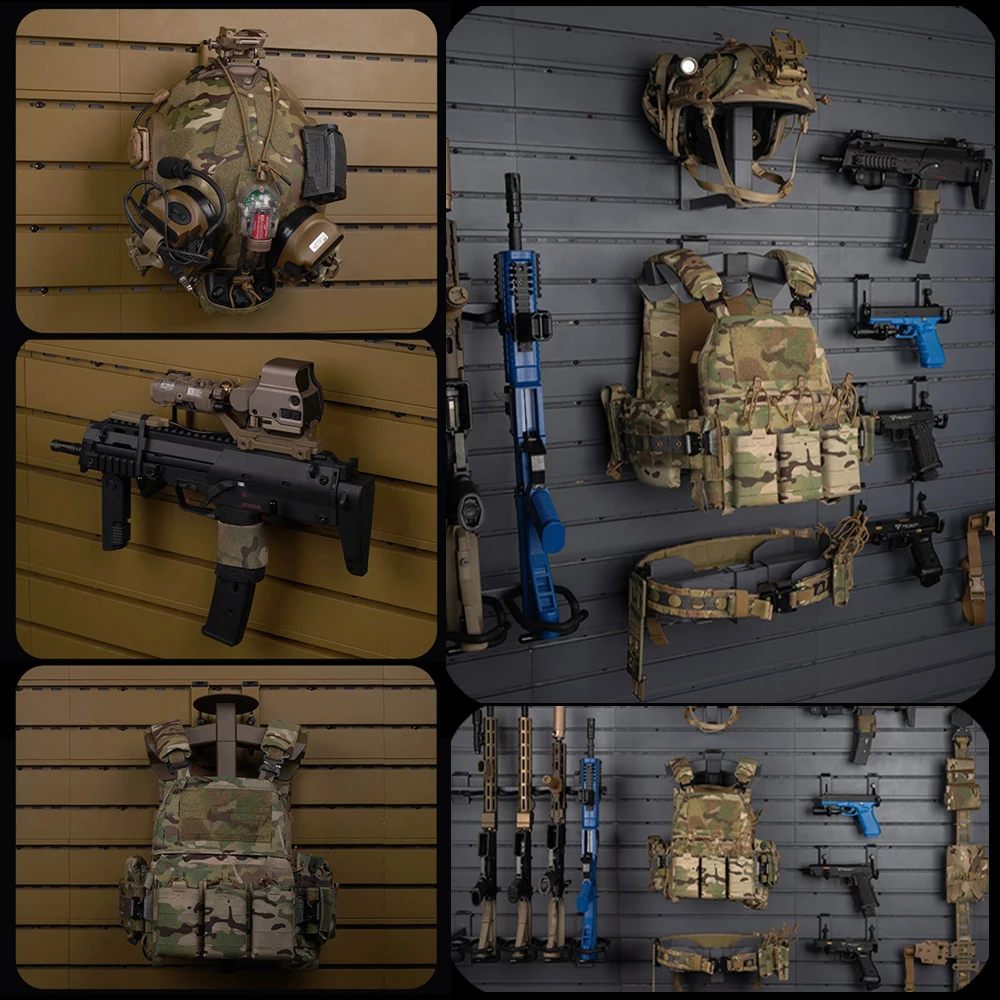 Estante de exhibición de pared de equipo táctico, gancho en J para pistola, Rifle, escopeta, Airsoft, casco rápido, chaleco de caza, gancho portador de placa, 2 uds. - imagen 5