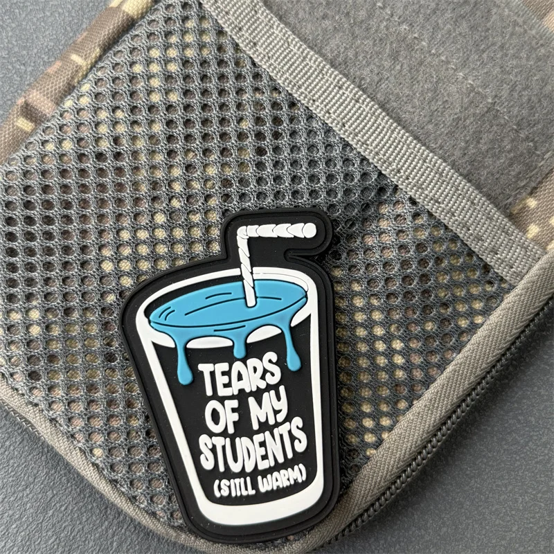 Parche de PVC "Tears for My Students", insignia de moral táctica, gancho y bucle, mochila, ropa, accesorios decorativos, pegatina, brazalete - imagen 3