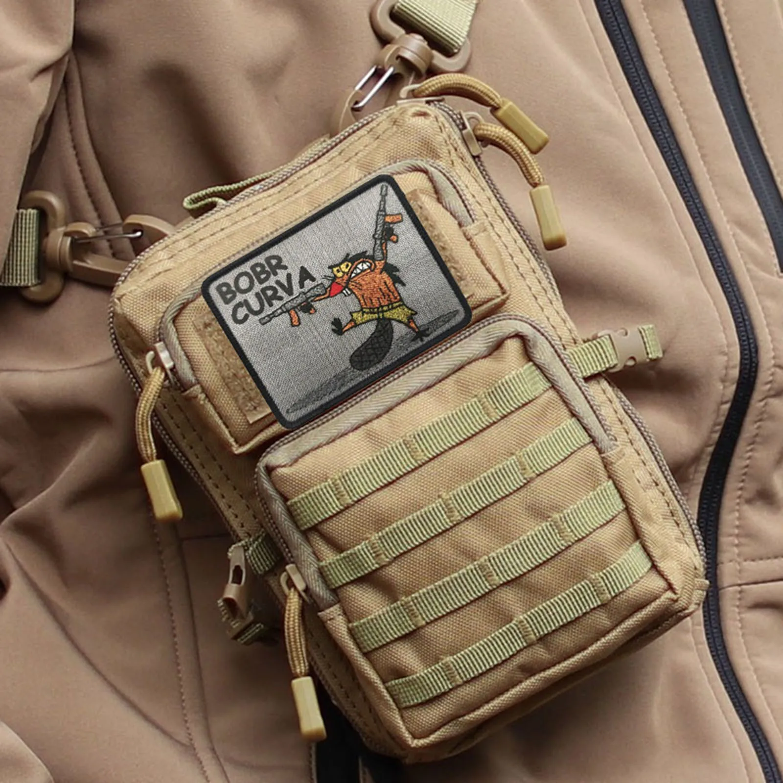 Parche táctico Bobr Curva, parches divertidos de gancho y bucle, insignia de moral, brazalete del ejército militar, pegatinas para mochila - imagen 5