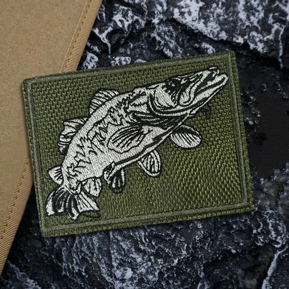Parches tácticos de pesca, parche bordado con gancho y bucle fantasma, insignia de moral del ejército militar, brazalete, pegatinas para mochila