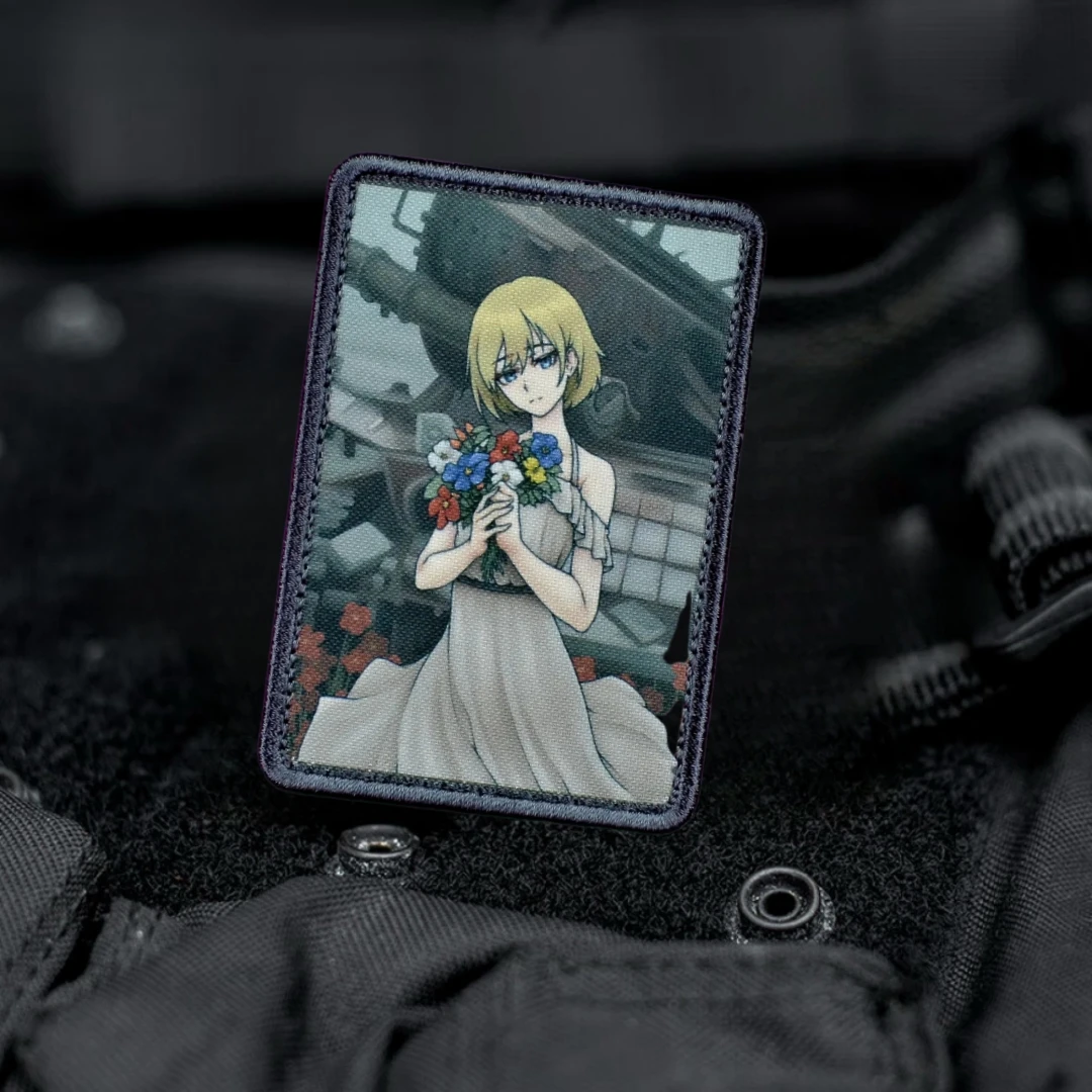 Parche de niña "Flores", insignia de moral táctica, pegatina para mochila, parches de gancho y bucle impresos para ropa, brazalete militar - imagen 4