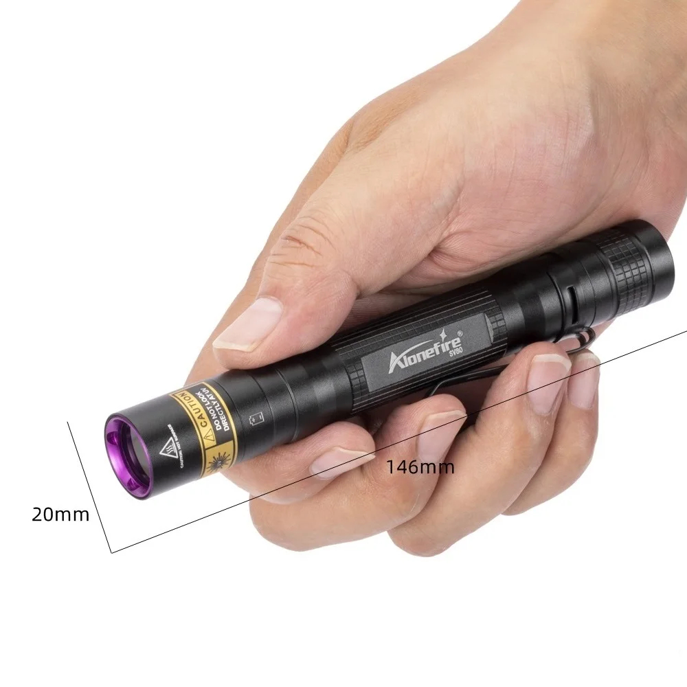 SV80 Pen UV flashlight 365nm led Mini Blacklight Invisible Torch Leakage Money Cat tinea Pet Urine Marker Ore Check AA battery - imagen 4