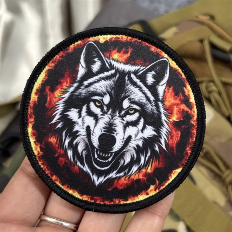 Parche con estampado de lobo para ropa, insignias de moral táctica, parches militares con gancho, pegatinas para mochila - imagen 5