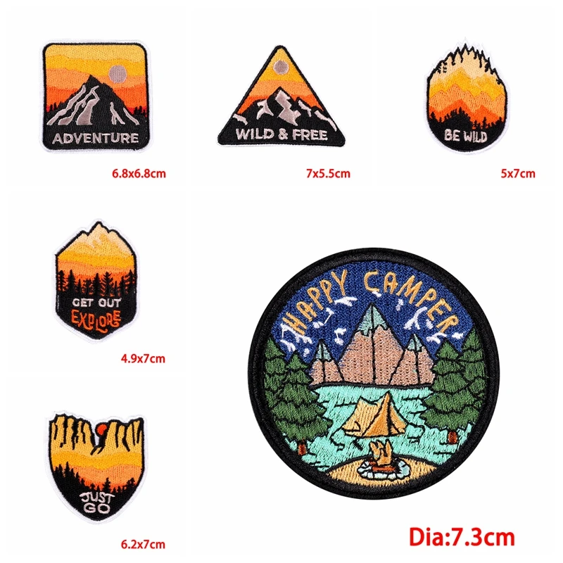 Parche bordado de Camping de montaña, apliques de costura DIY, parches termoadhesivos para ropa, 10 unids/lote - imagen 4