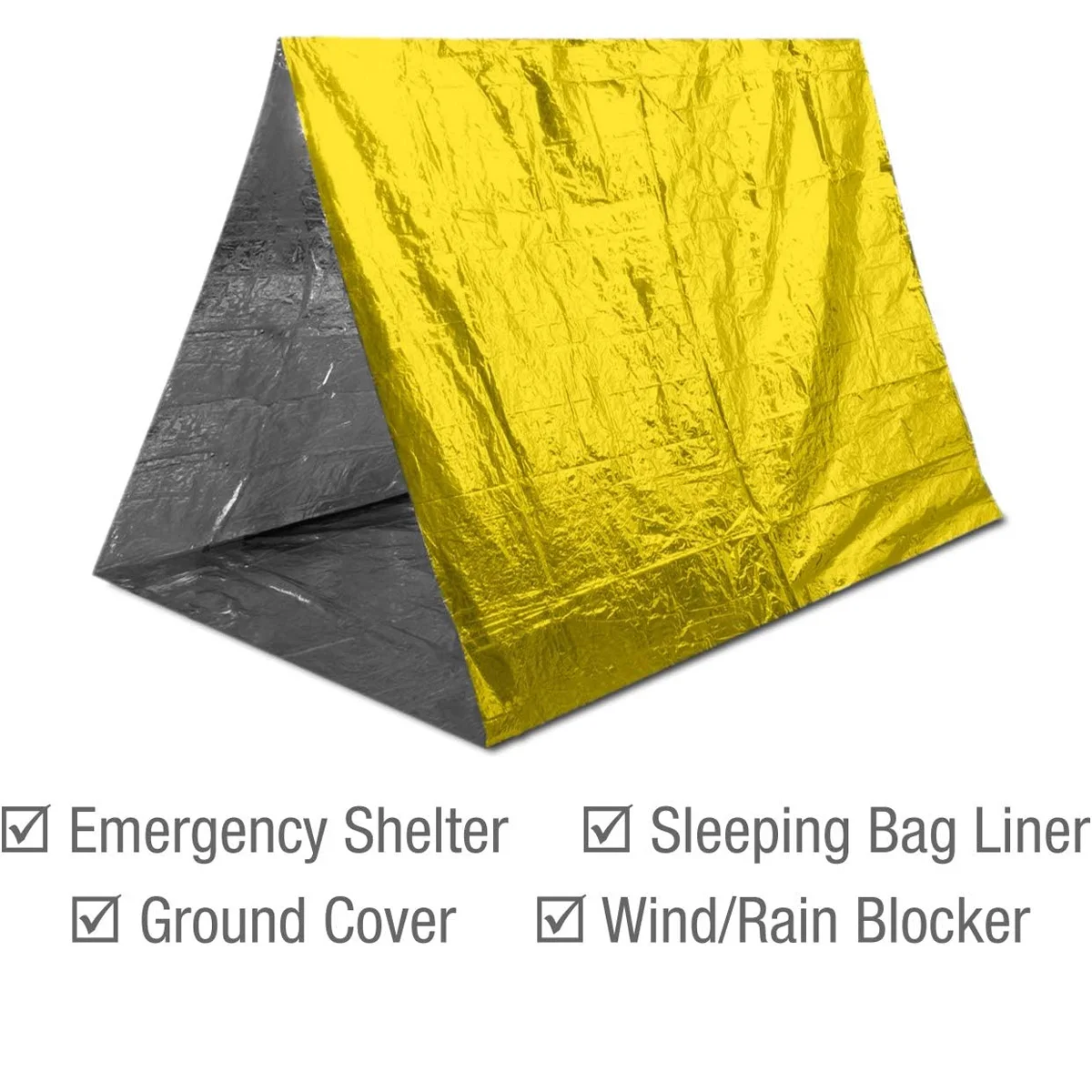 Kit de supervivencia de emergencia dorado y plateado, manta impermeable, botiquín de primeros auxilios, lámina de cortina, manta militar térmica, suministros de seguridad, 2 uds. - imagen 3