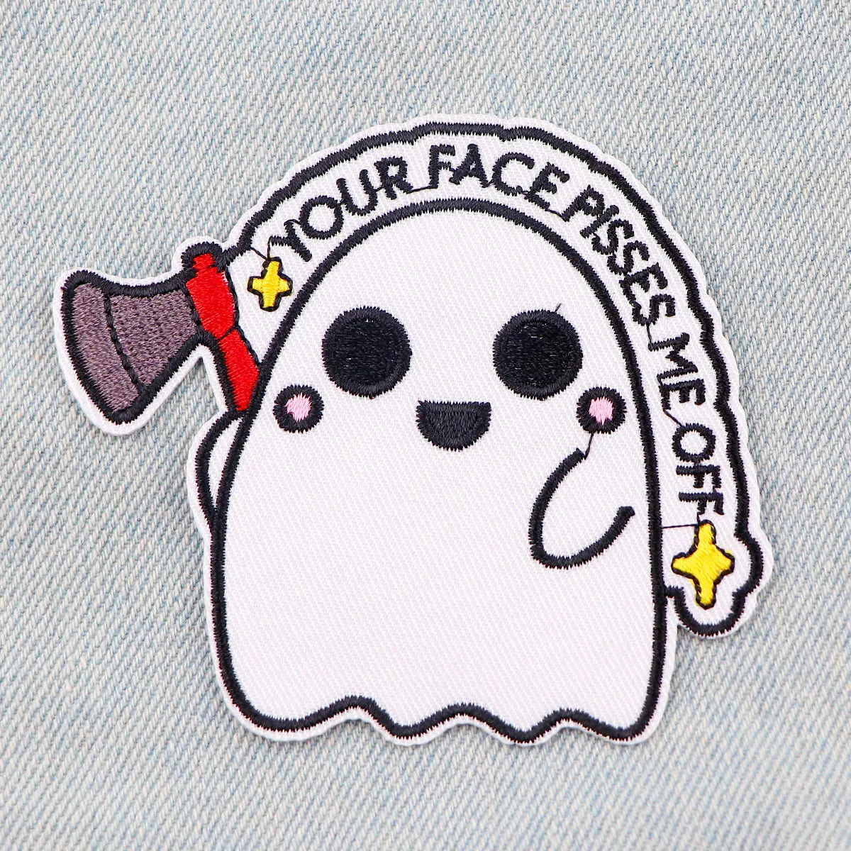 Parche de fantasma lindo para ropa, parches termoadhesivos para planchar, apliques de bricolaje, parches bordados para chaquetas, insignias - imagen 5