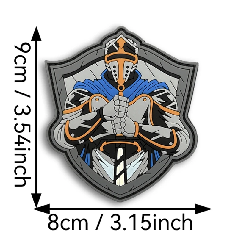 Parche luminoso de gancho y bucle de PVC de caballero Medieval, insignia moral al aire libre, insignias tácticas, parches de accesorios de ropa