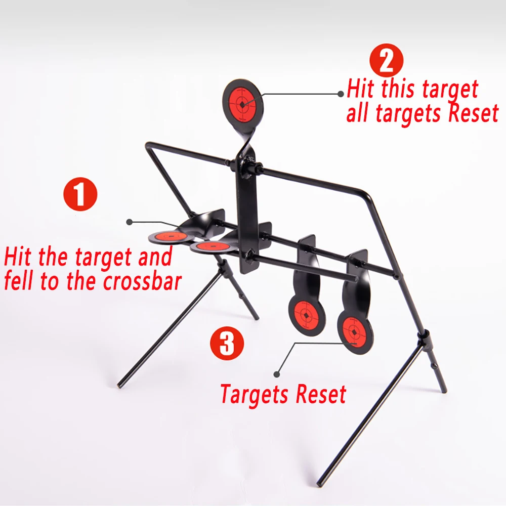 Spinner de reinicio automático de 5 objetivos de acero táctico para caza, tiro, pistola de aire Airsoft, tirachinas NERF, ayuda para práctica y entrenamiento - imagen 4