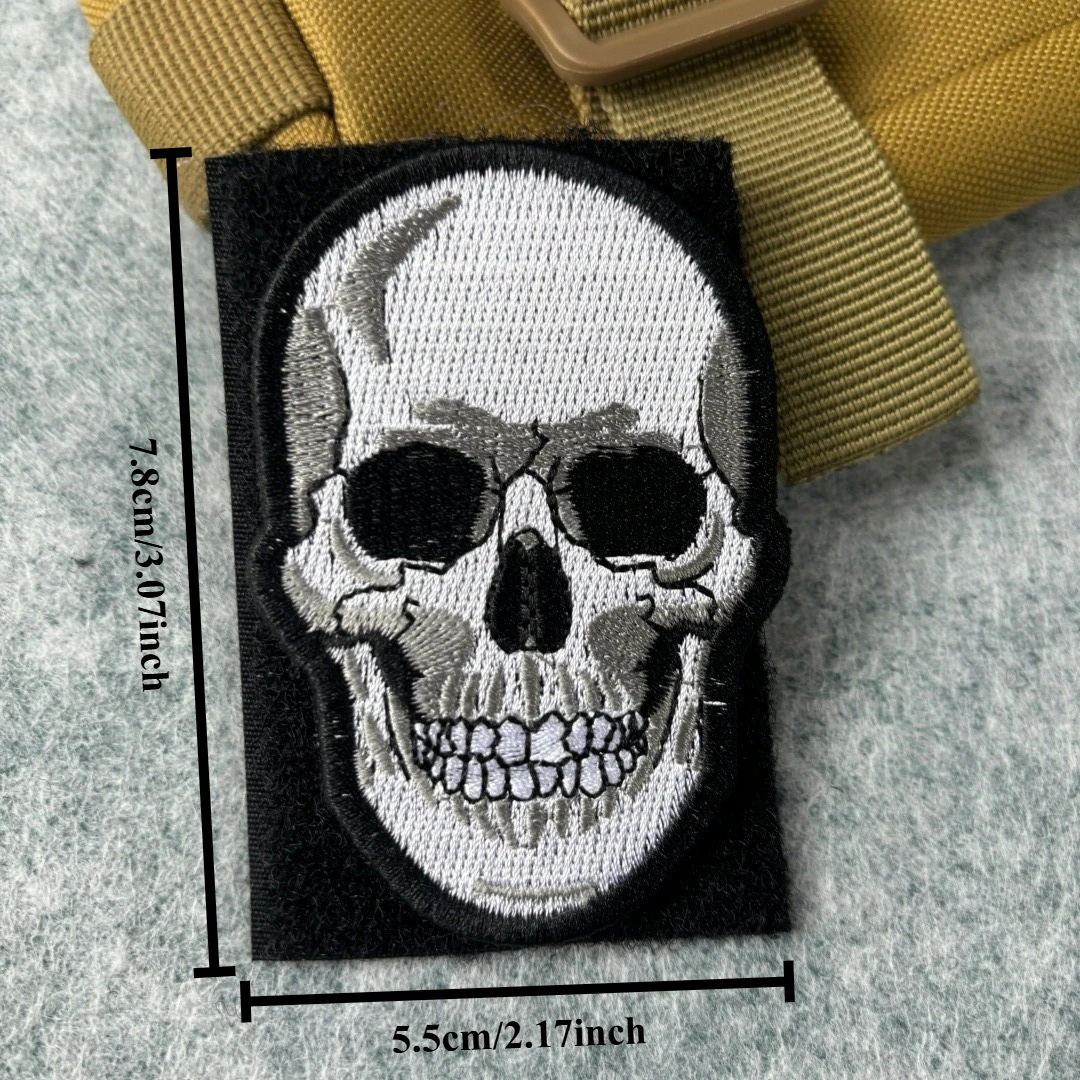Parche táctico de calavera para Halloween, parches bordados con gancho y bucle, brazalete autoadhesivo, insignia de moral del ejército militar, pegatinas para mochila - imagen 5