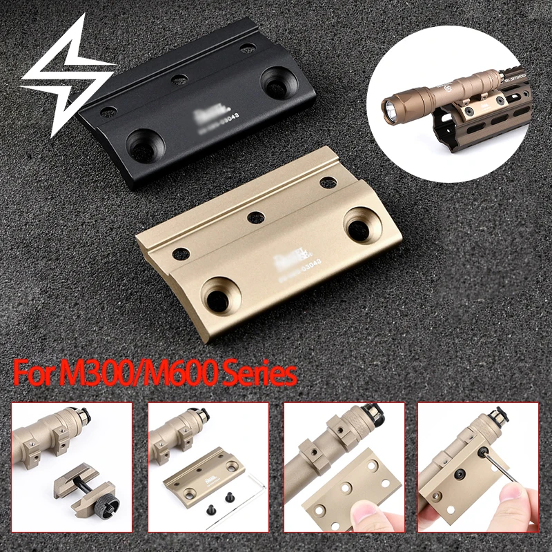 Soporte de montaje compensado para linterna de Metal WADSN, Base de riel 416SMR para linterna serie M300 M600, accesorio para pistola Airsoft