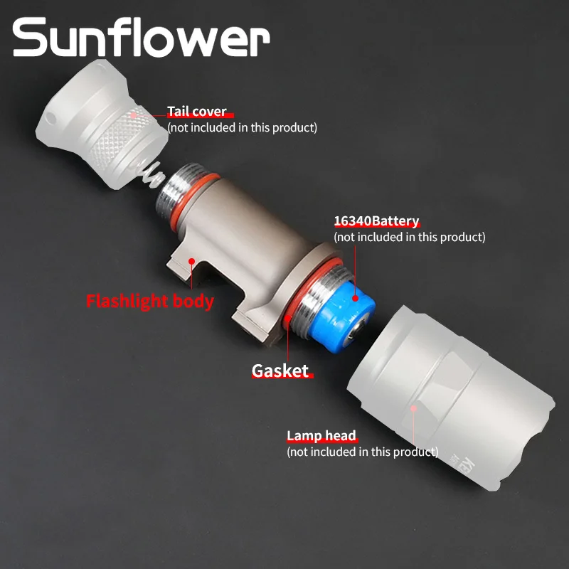 Linterna táctica con cuerpo de aluminio, Compatible con la serie M300B M600B, accesorios para linterna, componentes para Rifle de caza al aire libre - imagen 5