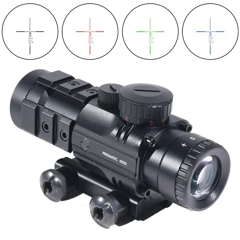 Alcance de retícula de mirilla de Color tres iluminado, rojo, verde, azul, 4x32, para exteriores y mira óptica de punto rojo con combinación táctica láser - imagen 3