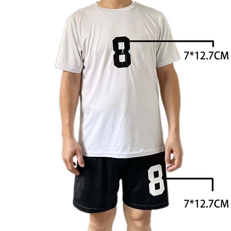 12,7*7 CM/0-9 negro, blanco insignias de números apliques de hierro en parches pegatinas de transferencia de prensa de calor, parche de calcomanías de dígitos de número de Jersey - imagen 4