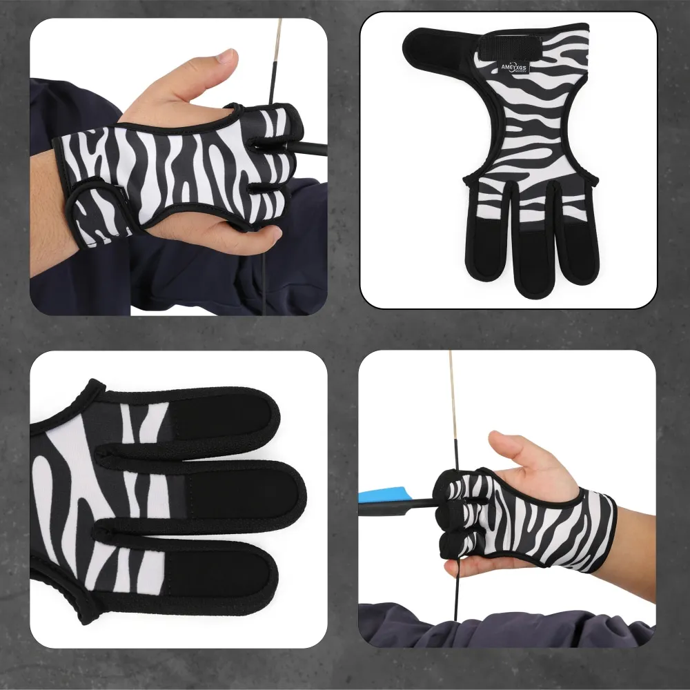 Pestaña de dedo de tiro con arco, protector de camuflaje/rayado de 3 dedos, guante de tela de buceo para arco, flecha, tiro al aire libre, objetivo de caza, equipo protector - imagen 3