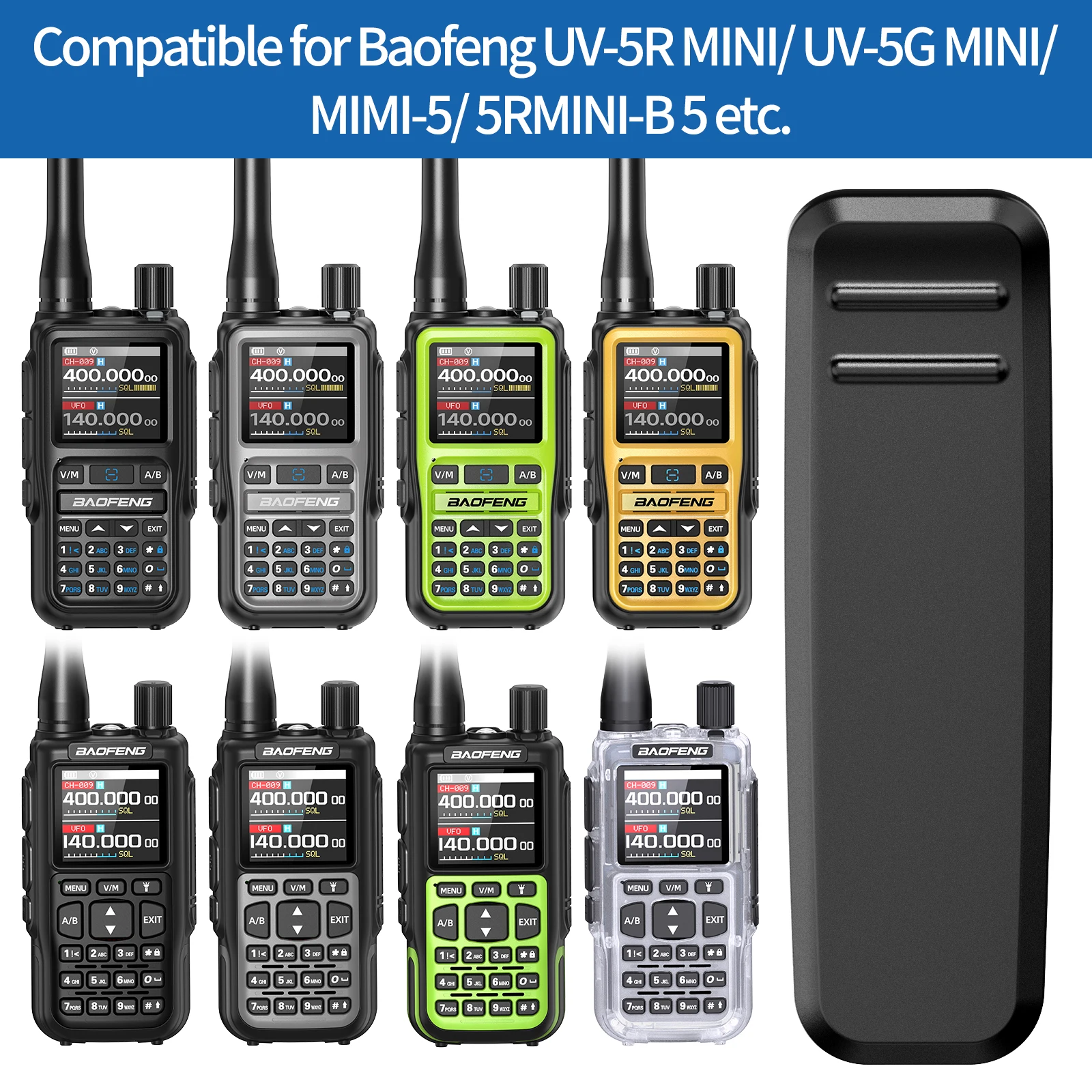 Clip cinturón Baofeng UV-5R Mini para walkie talkie, trasero - imagen 3
