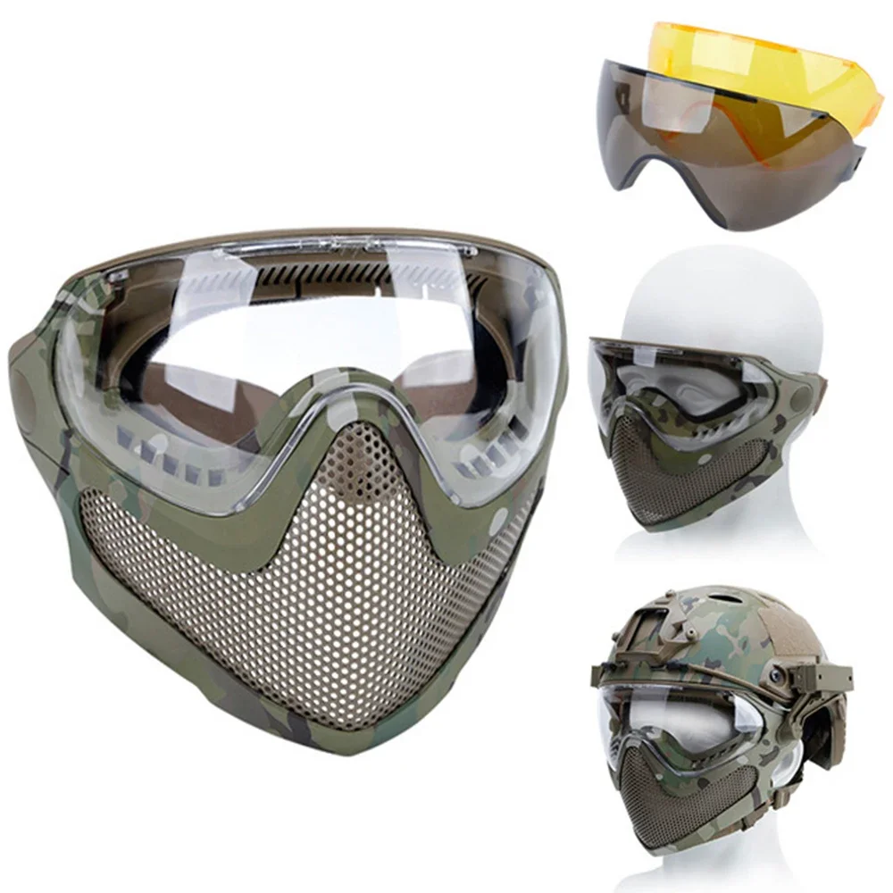 Mascarilla facial táctica, gafas antiniebla, Paintball, Airsoft, Cs, tiro, malla de acero, casco protector transpirable para la cabeza, máscaras, equipo de caza - imagen 3