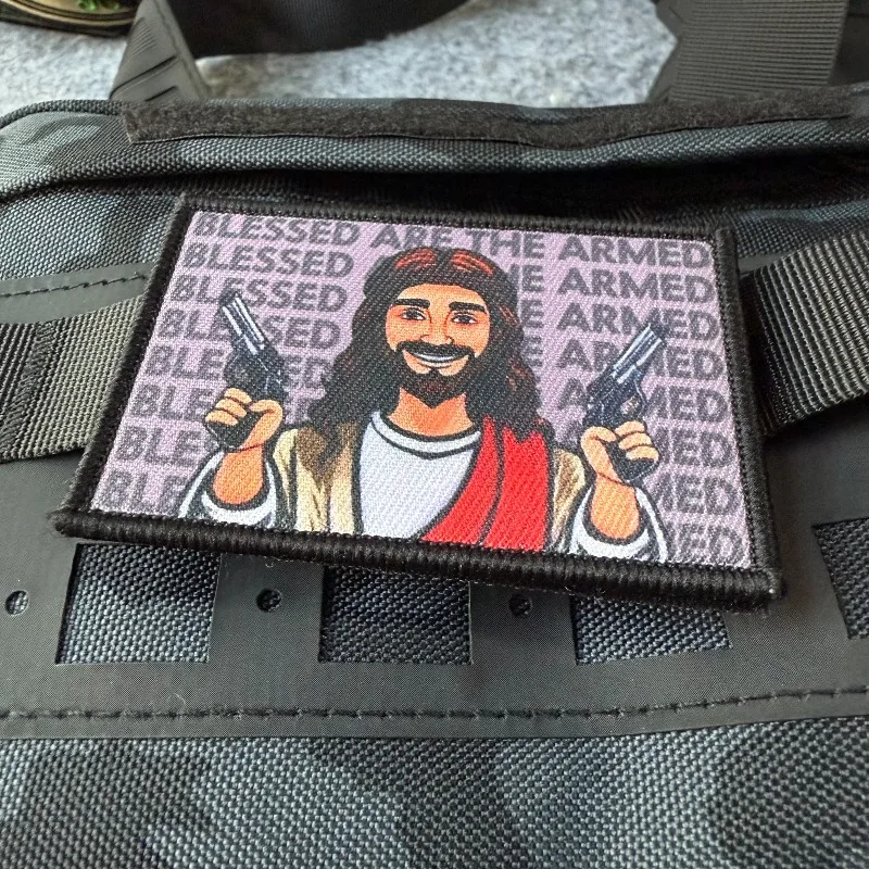 Parche de Jesús con armas, insignia de moral táctica, gancho y bucle, brazalete militar, pegatinas para mochila, accesorios de ropa DIY - imagen 4