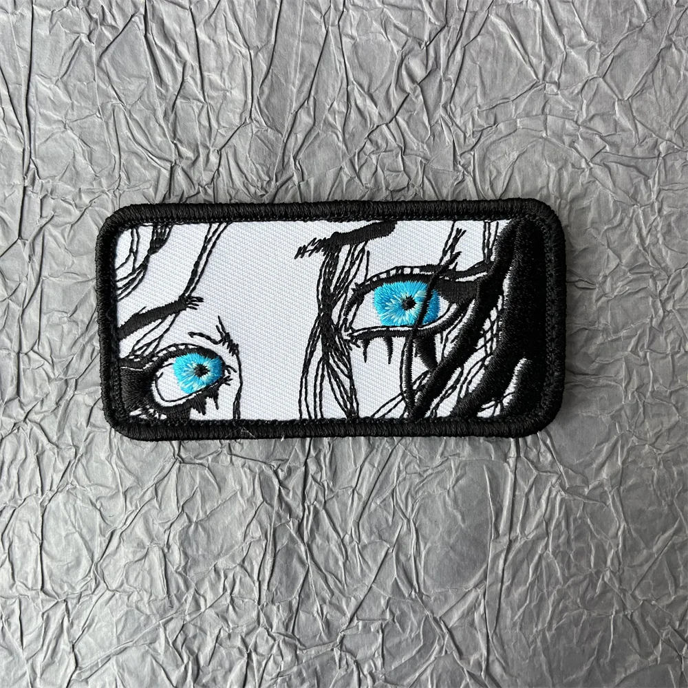 Parche bordado de Anime con ojos, pegatinas para ropa, parches de gancho y bucle, mochila, equipo militar táctico, insignias japonesas - imagen 2
